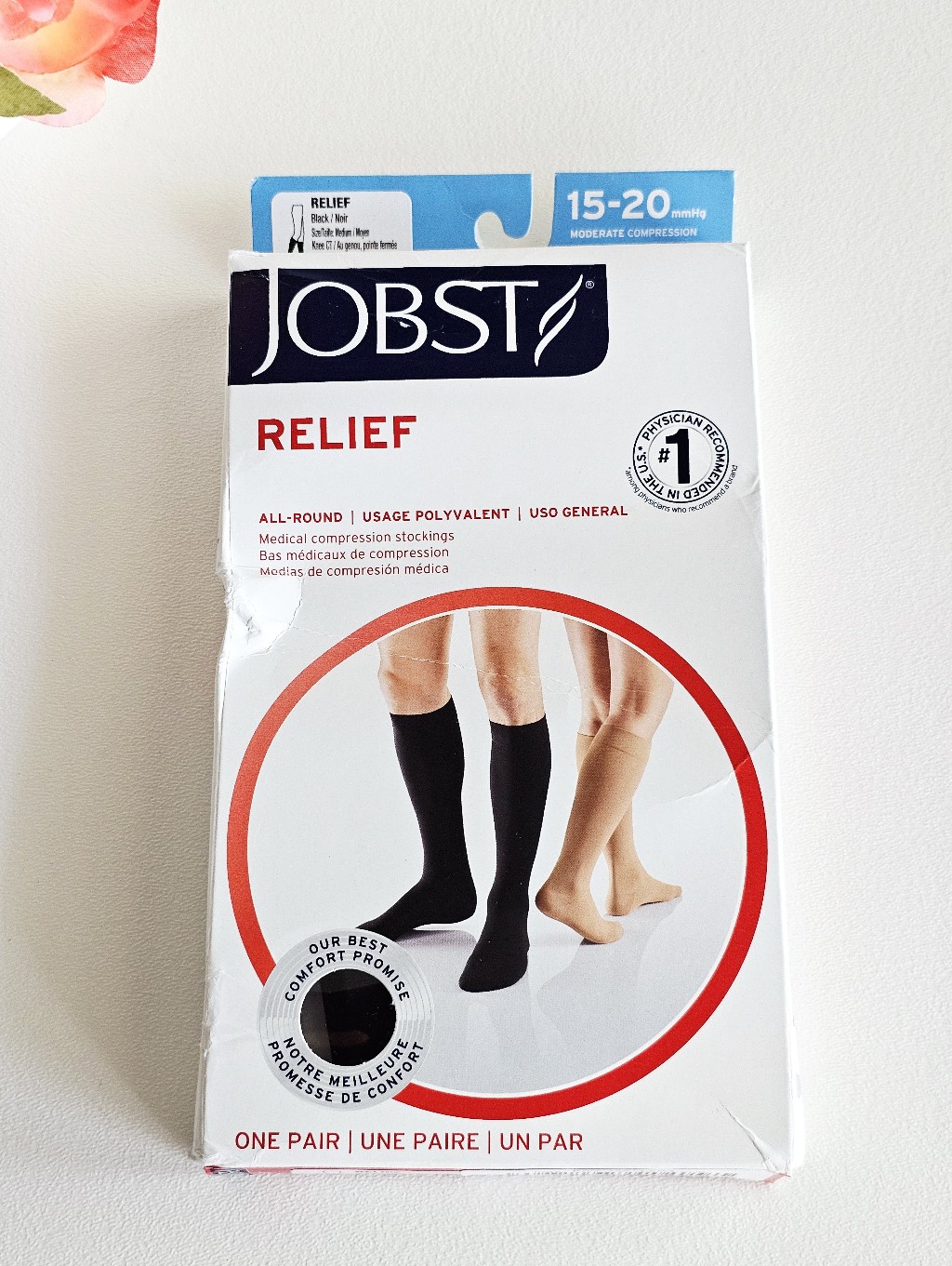 Jobst Relief 1520 Mmhg Moderate Compression Knee High Socks Black Medium New